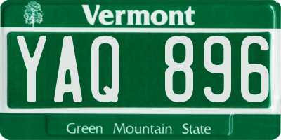 VT license plate YAQ896