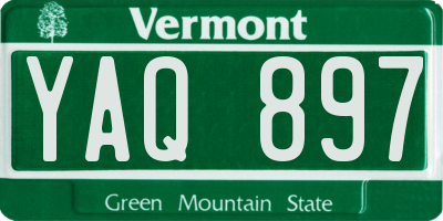 VT license plate YAQ897