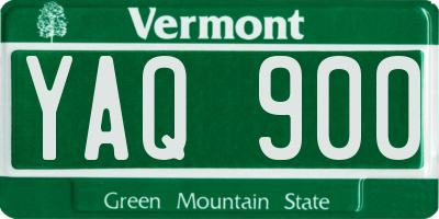 VT license plate YAQ900