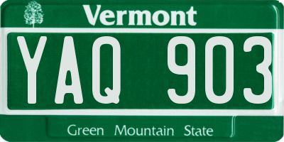 VT license plate YAQ903