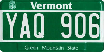 VT license plate YAQ906