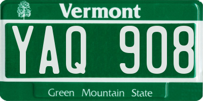 VT license plate YAQ908
