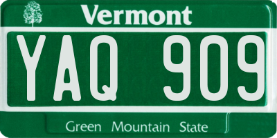VT license plate YAQ909