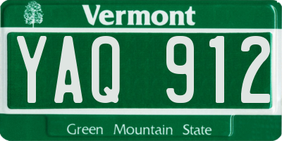 VT license plate YAQ912