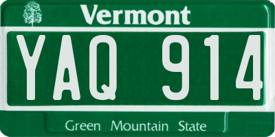 VT license plate YAQ914