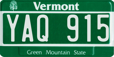 VT license plate YAQ915