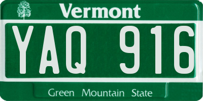 VT license plate YAQ916