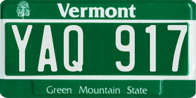 VT license plate YAQ917