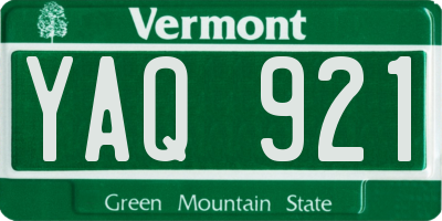 VT license plate YAQ921