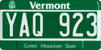 VT license plate YAQ923