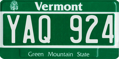 VT license plate YAQ924