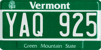 VT license plate YAQ925