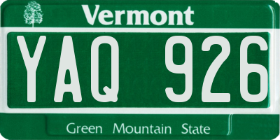 VT license plate YAQ926