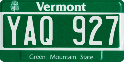 VT license plate YAQ927