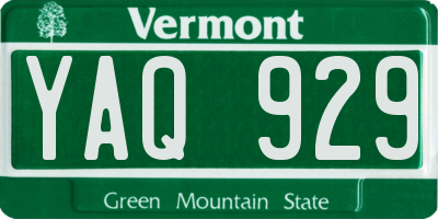 VT license plate YAQ929