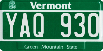 VT license plate YAQ930