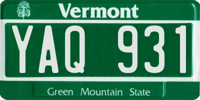 VT license plate YAQ931