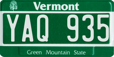 VT license plate YAQ935