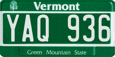 VT license plate YAQ936