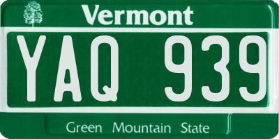 VT license plate YAQ939
