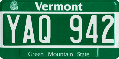 VT license plate YAQ942