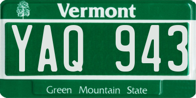 VT license plate YAQ943