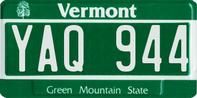 VT license plate YAQ944