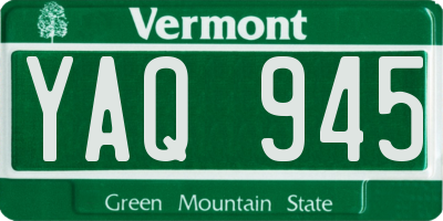 VT license plate YAQ945