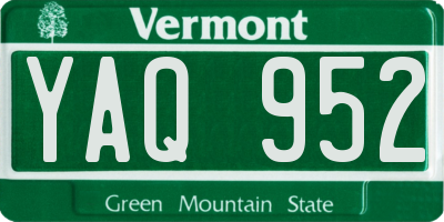 VT license plate YAQ952