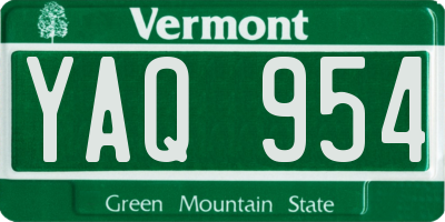 VT license plate YAQ954
