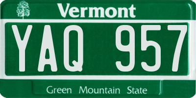 VT license plate YAQ957