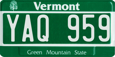 VT license plate YAQ959