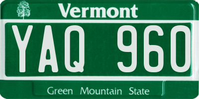 VT license plate YAQ960