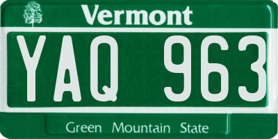 VT license plate YAQ963