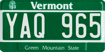 VT license plate YAQ965