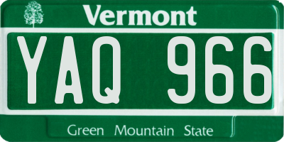 VT license plate YAQ966