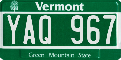 VT license plate YAQ967