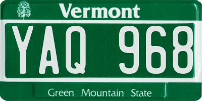 VT license plate YAQ968