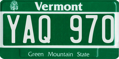 VT license plate YAQ970