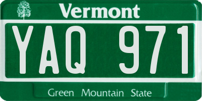 VT license plate YAQ971
