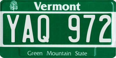 VT license plate YAQ972