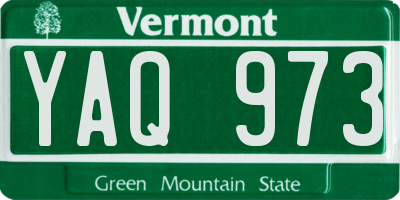 VT license plate YAQ973