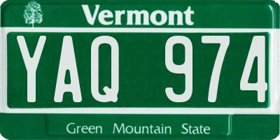 VT license plate YAQ974