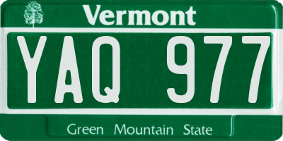 VT license plate YAQ977