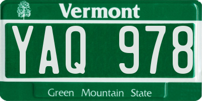 VT license plate YAQ978