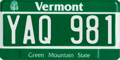 VT license plate YAQ981