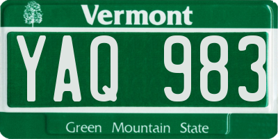 VT license plate YAQ983