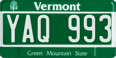 VT license plate YAQ993