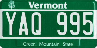 VT license plate YAQ995