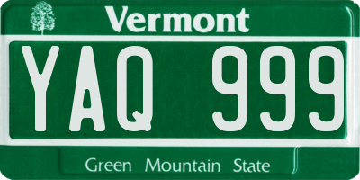 VT license plate YAQ999